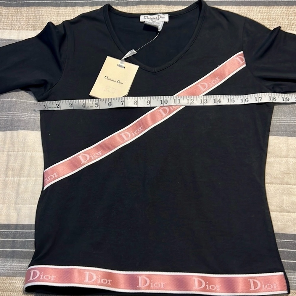 NWT,Christian Dior,Authentic Logo-Ribbon Athleisure Stretch-Knit Top Size 42 - Picture 9 of 12